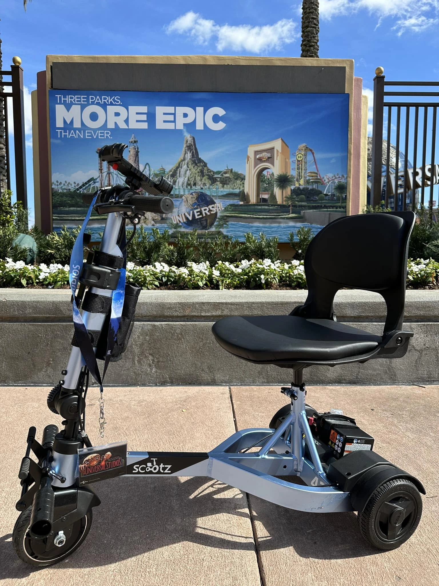 Scootz mobility scooter at Epic Universe - Three Parks More Epic Than Ever